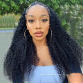 African American Women Curly Headband Wigs Virgin Human Hair Headband Wig